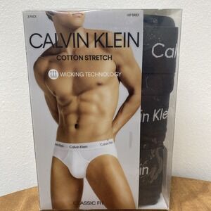 Calvin Klein 3-Pack 100% Cotton Classic Fit Black Briefs Size XXL Men
